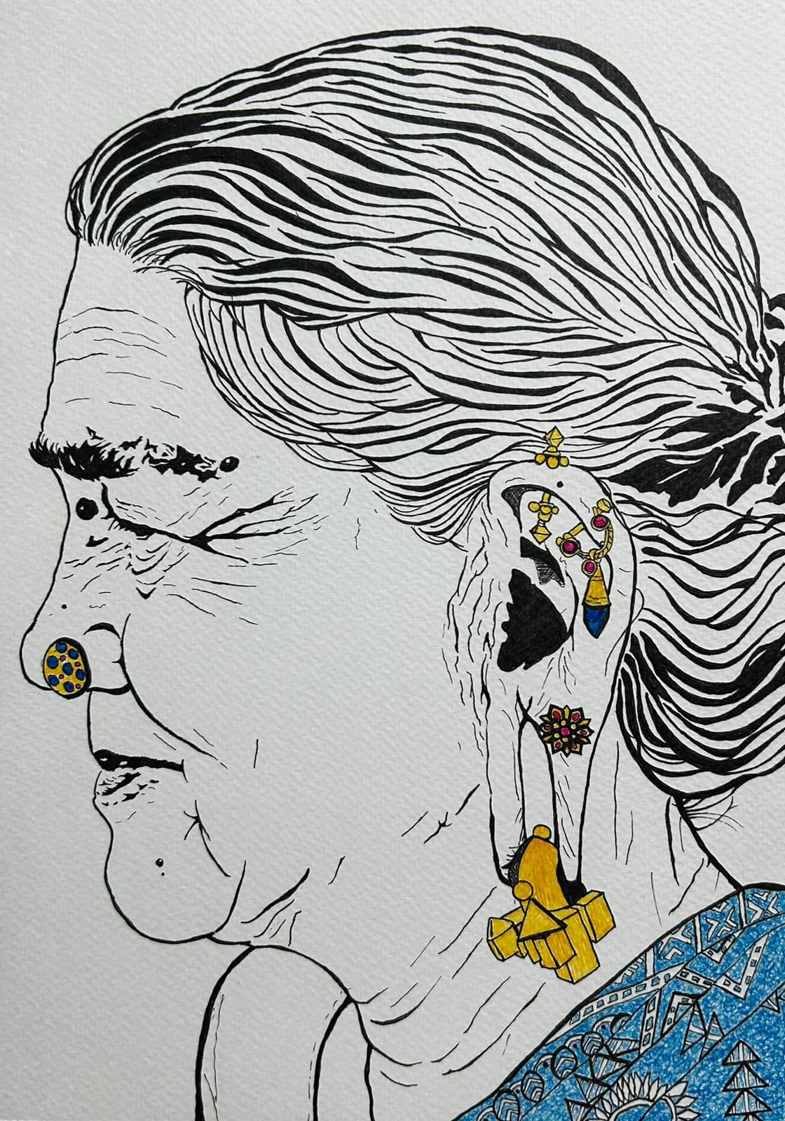 Ink artwork by Vikas Kumar (piece-47).